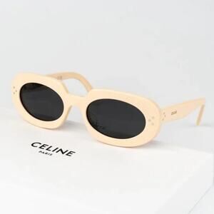 New! Celine Beige Oval Sunglasses CL40276U 25A, Authentic